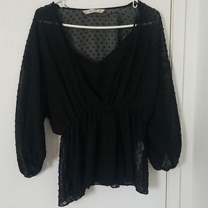 Zara Basics Sheer Dotted Blouse